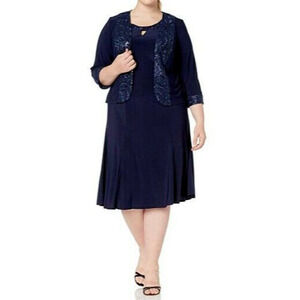 Maya Brooke Dress Suit Women's Sz 20W Embellished Neckline Embroidery Jacket NEW